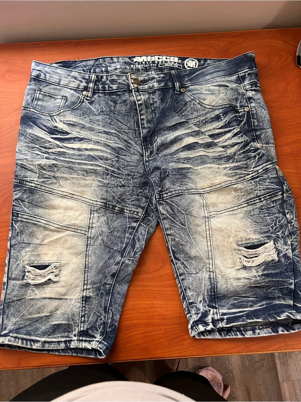 mecca Men's Acid-Wash Blue Denim Shorts